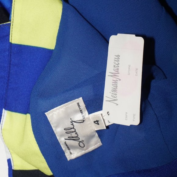 Milly Avant-Garde Geometric Op-Art Cubist Colorblock Wrap Mini Sheer Dress NWT 4 - Picture 7 of 11